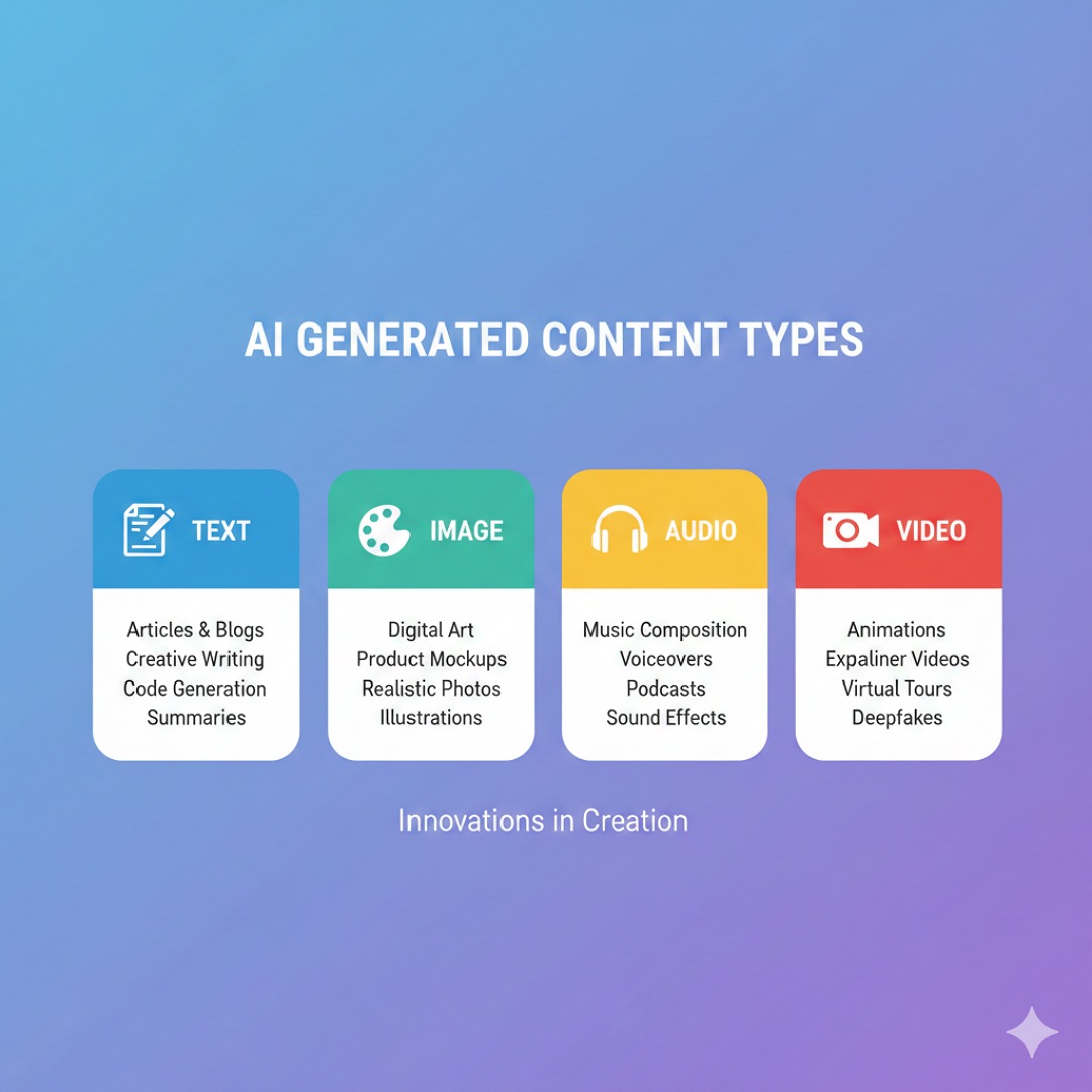 انواع محتوای قابل تولید با هوش مصنوعی