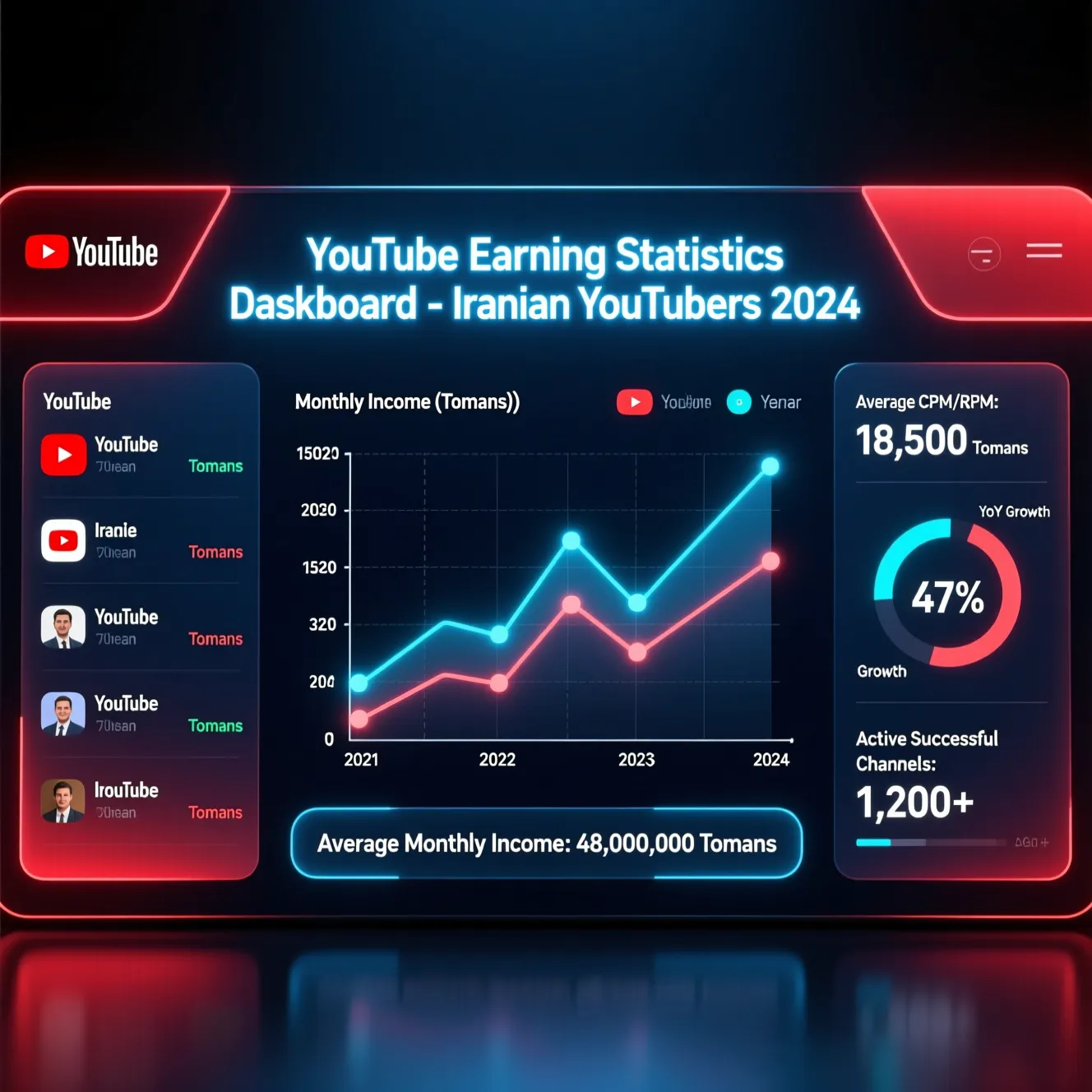 آمار درآمد یوتیوبرهای ایرانی در سال ۱۴۰۴