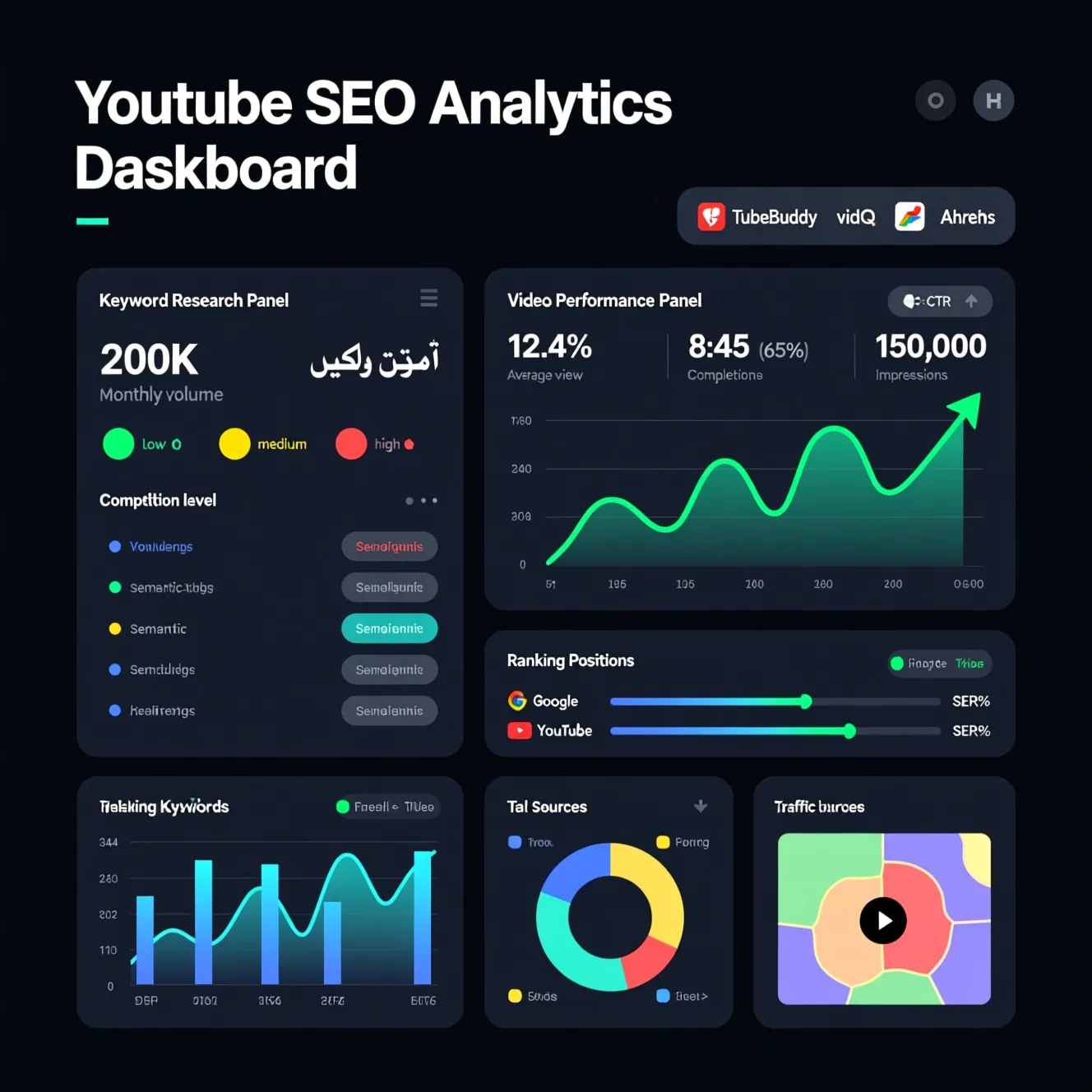 داشبورد سئو ویدیوهای یوتیوب